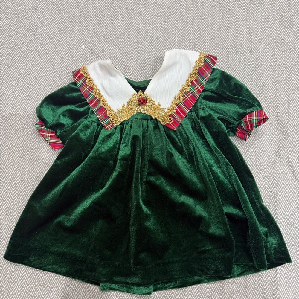 Tomas 1980’s Vintage Green and Red Holiday Dress Size 3T